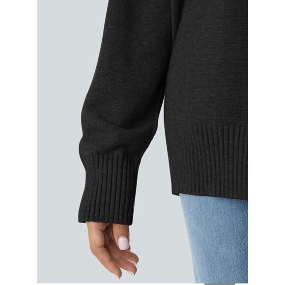 Halara Round Neck Dropped Shoulder Long Sleeve Casual Sweater - Picture 7 of 13